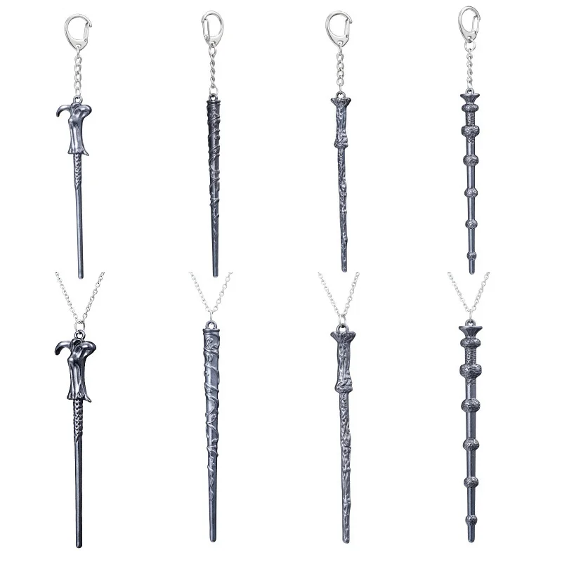 

Magic Wand Necklace Keychain Key Chain Elder Wizard Wand Pendant Amulet Movie Jewelry Vintage Retro Men Women Cosplay