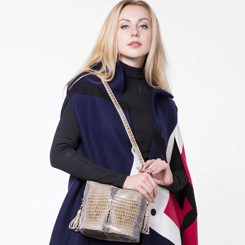 Realer брендовая натуральная кожа женские сумки с узором крокодиловая клапаном