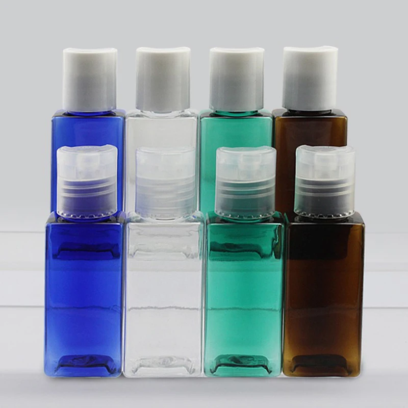 Пластиковые квадратные пустые бутылки Hot 50 шт./лот 30 мл из ПЭТ с крышкой для пресса