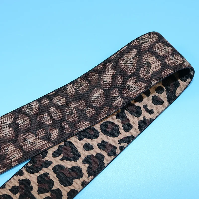 

50 Yards/Lot Leopard Jacquard Elastic Band 25mm/40mm/50mm Width For Garment Sewing Polyester Elastic Ribbon for Underwear