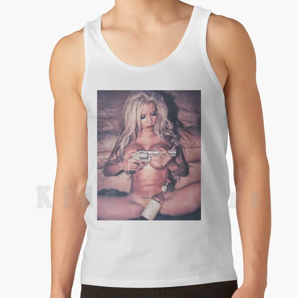 

Девушки с пистолетом-сексуальная женщина с пистолетом, закрывающая ее большие груди в цвете на майках, жилет 100% хлопок девушки с