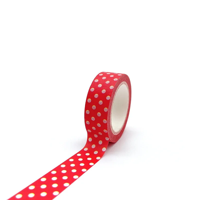 

10pcs/lot 15MM*10M White Dot Red Washi Tape Japanese Paper DIY Planner Masking Tape Decorative Stationery