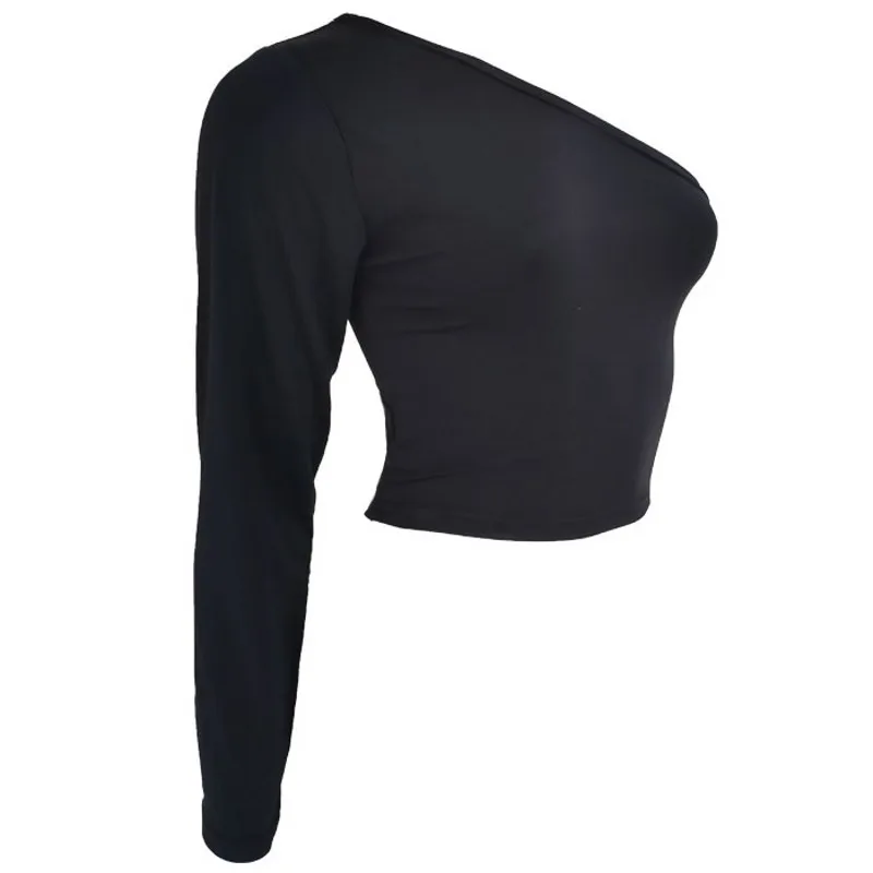 Футболка женская на одно плечо пикантный короткий Топ без бретелек с длинным