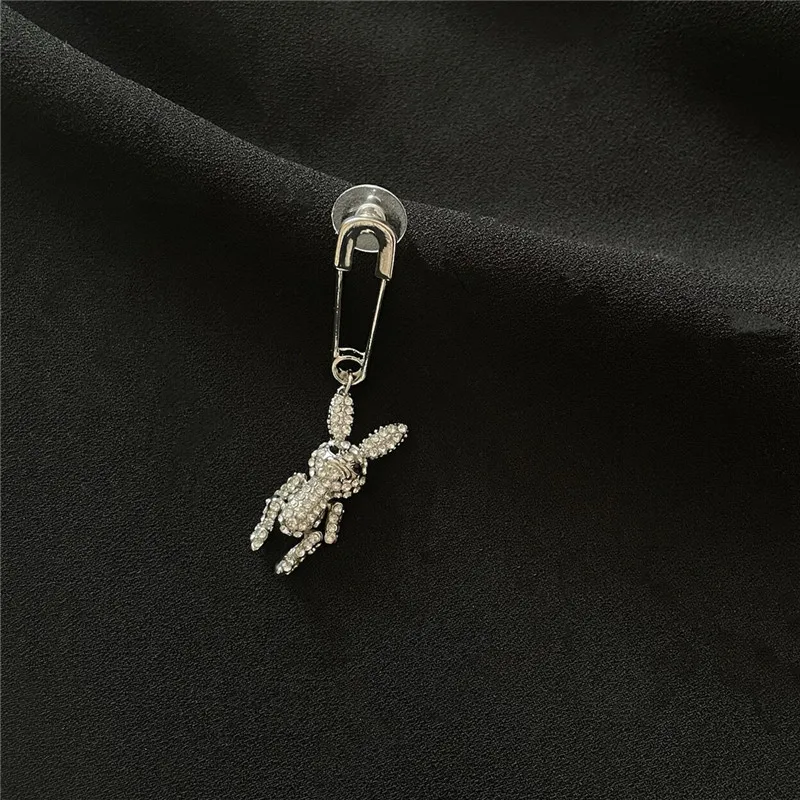 

LOVOACC Gothic Full Shinning Rhinestone Cartoon Rabbit Pendant Earrings for Women Ladies Paper Clip Dangle Earring Accessories