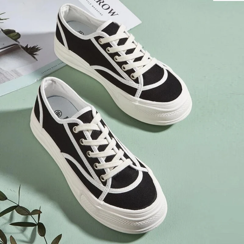 

2021 New Women Personality Platform Canvas Shoes Retro Casual Breathable Autumn Lace-up Outdoor Non-slip Sneakers Women Shoes