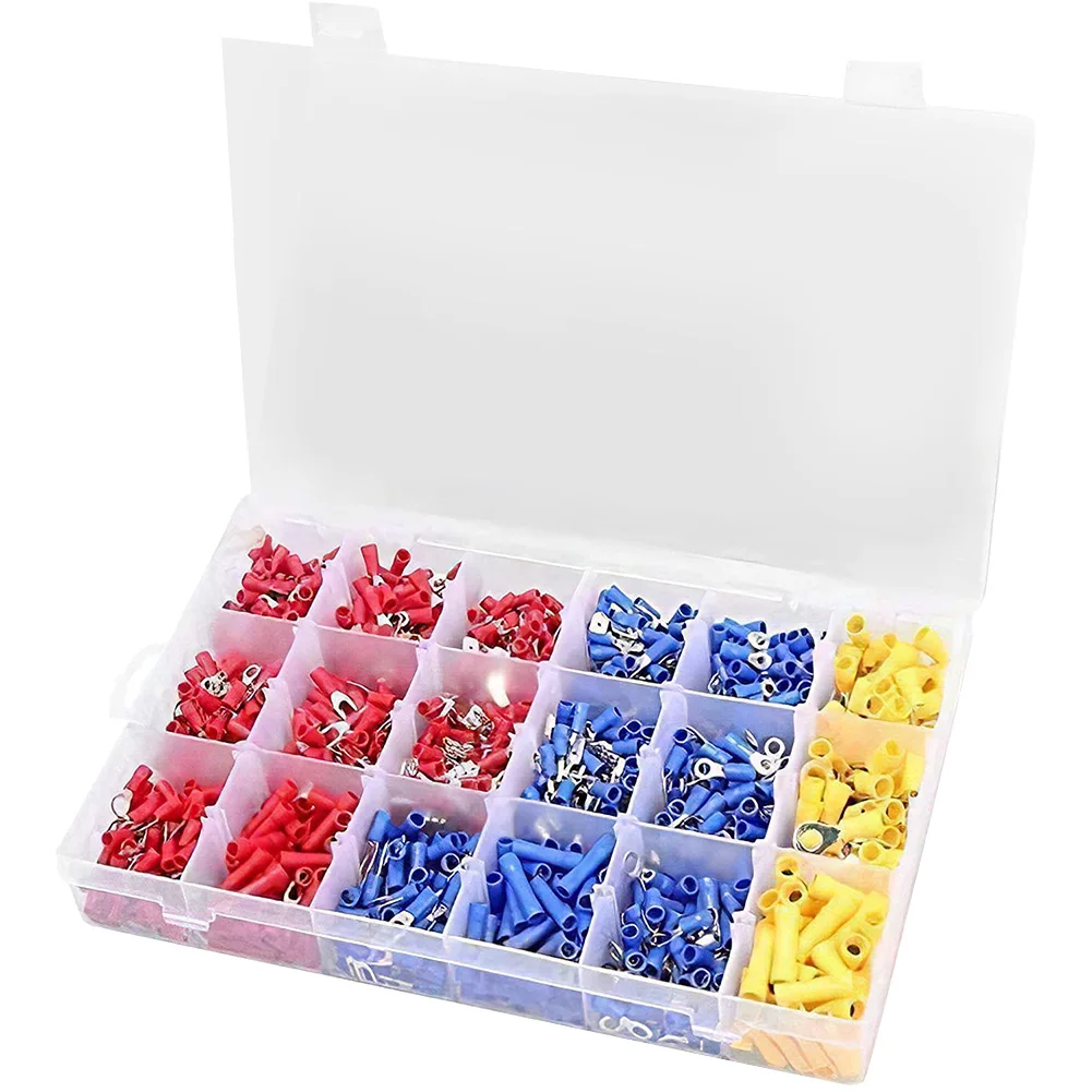 

280PCS Spade Terminals Insulated Cable Connector Electrical Wire Assorted Crimp Butt Ring Fork Set Ring Lugs PVC Spade Ring