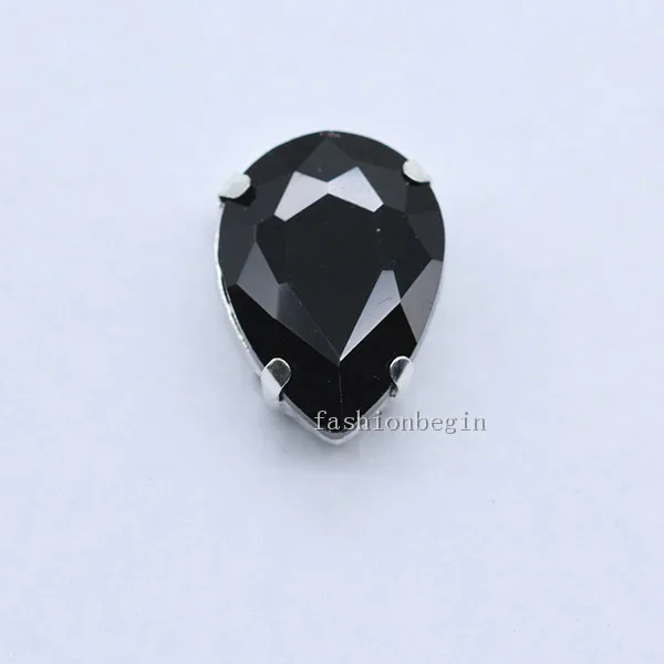 black 4x6 6x 8 10 x14 13x18 18*25 20x30x30x40 мм 24 цвета каплевидные стеклянные камень шить на Кристальный, серебряный, со стразами основание кнопки для одежды - Цвет: black