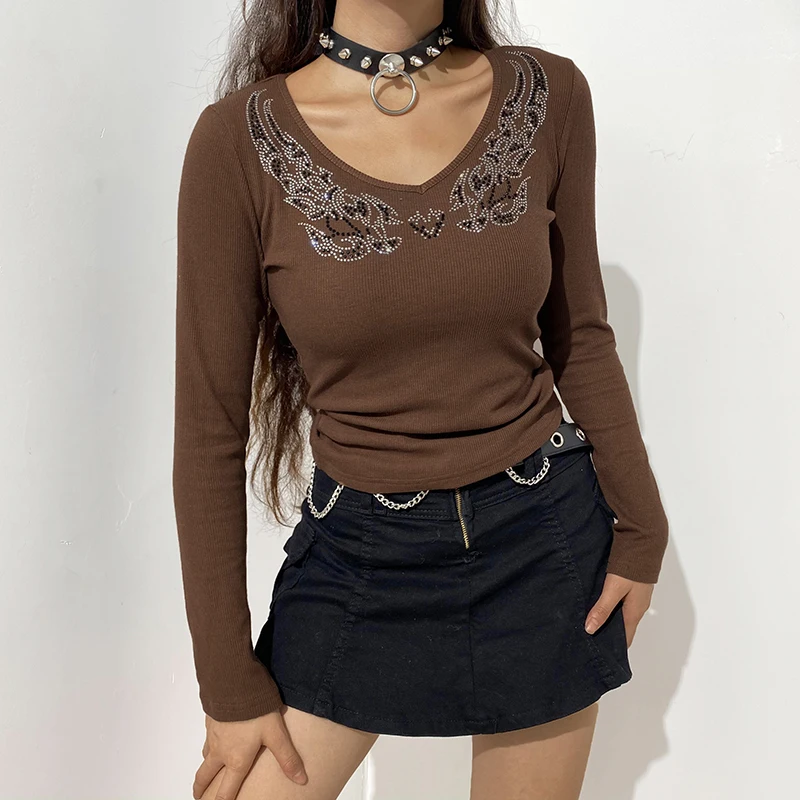 

Женская Винтажная футболка с длинным рукавом, осенняя