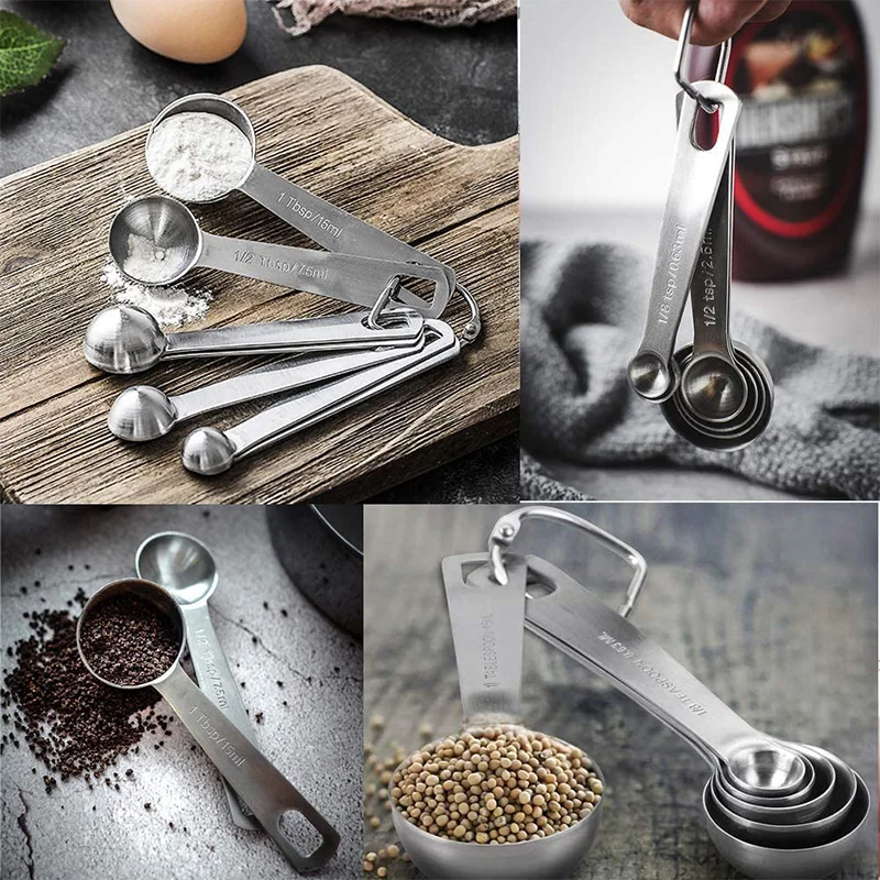 

8 Pcs Measuring Spoons Set 7 Measuring Spoons for Dry and Liquid Ingredients + 1 Measuring Ruler for Baking Use