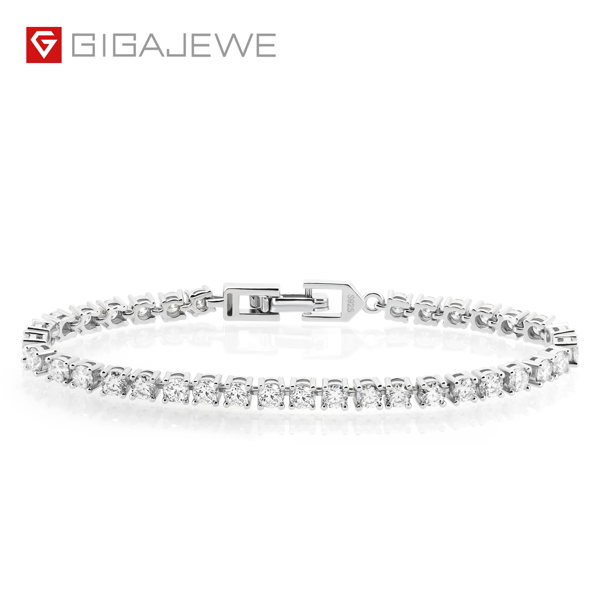 GIGAJEWE 4.3ct 3.0mmX43Pcs D цветной Круглый Белый позолоченный 925 Серебряный моиссанит