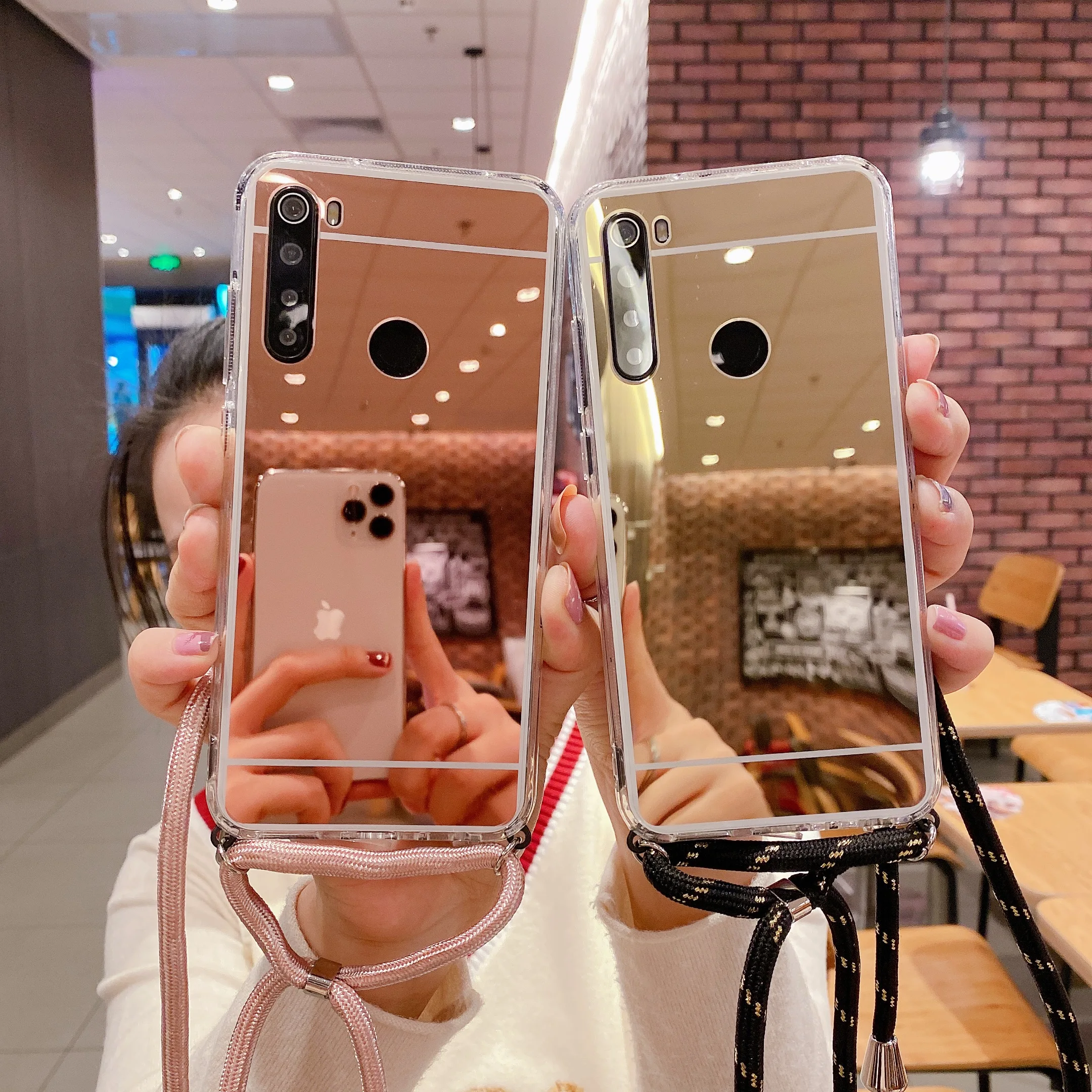 Чехол с покрытием для зеркала макияжа Xiaomi Redmi Note 9 8 7 5 4 3 Pro 9S 5A 4X ожерелье шнур