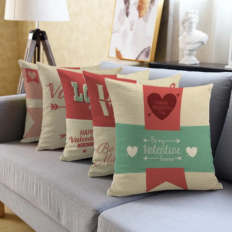 

Наволочка для подушки Fuwatacchi, декоративная льняная подушка для дивана, автомобиля, подарок на день Св. Валентина, принт красное сердце
