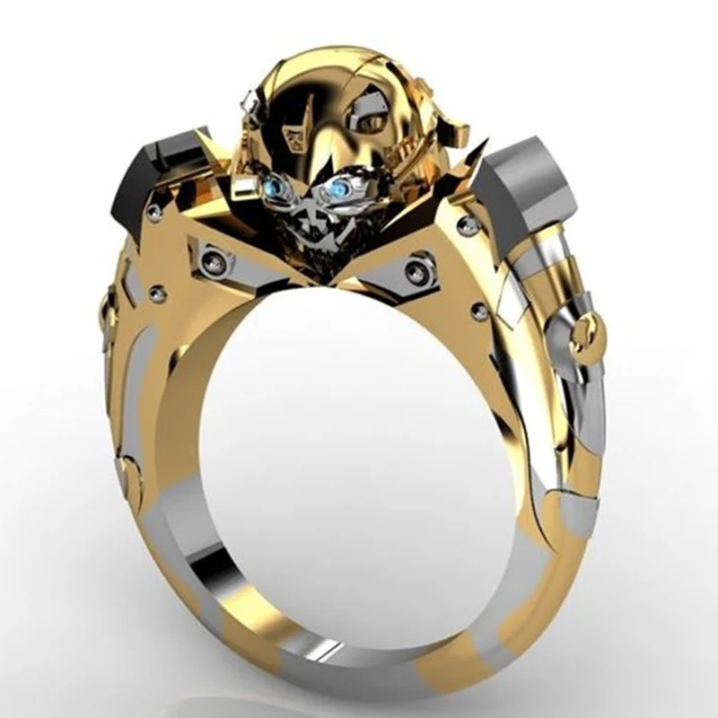 Креативное винтажное кольцо с черепом для мужчин в стиле панк с роботом на вечеринке готического пальца современное ювелирное изделие подарок.