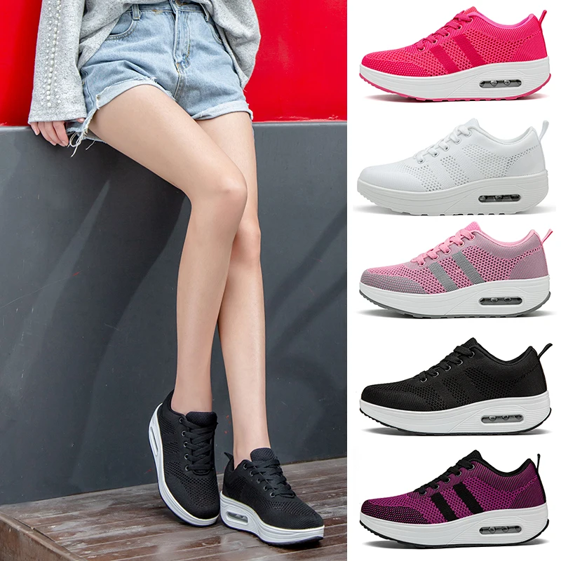 

Women Casual Shoes Fashion Breathable Walking Mesh Flat Shoes Sneakers Women Gym Vulcanized Trainers White Mocasines Mujer