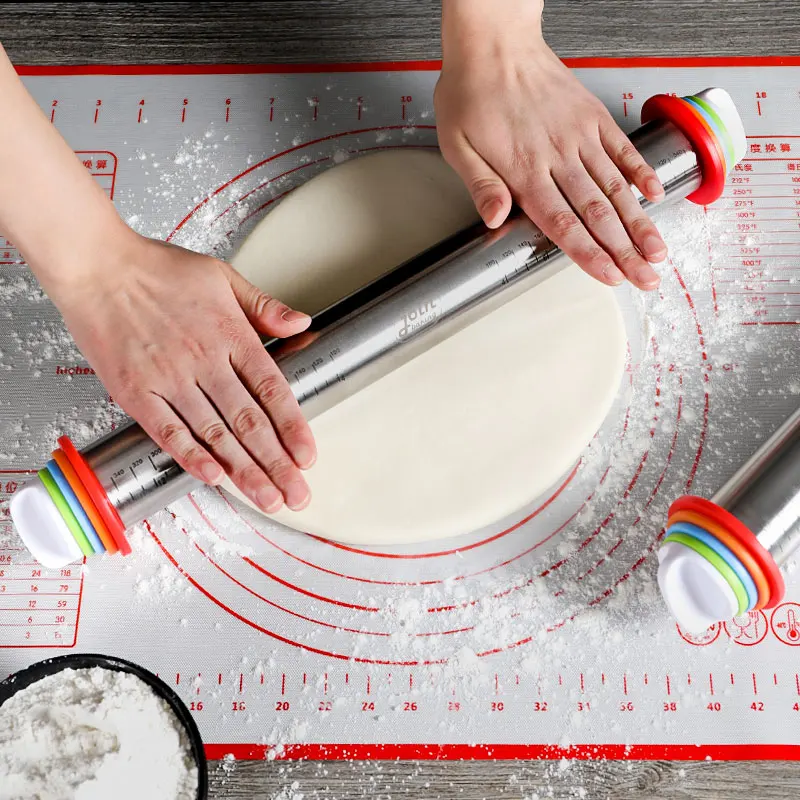 Stainless Steel Pizza Rolling Pin Dough Roller Cake Tools Kitchen Rolling Pin Bakery Accessories Deegroller Bakeware DF50GMZ