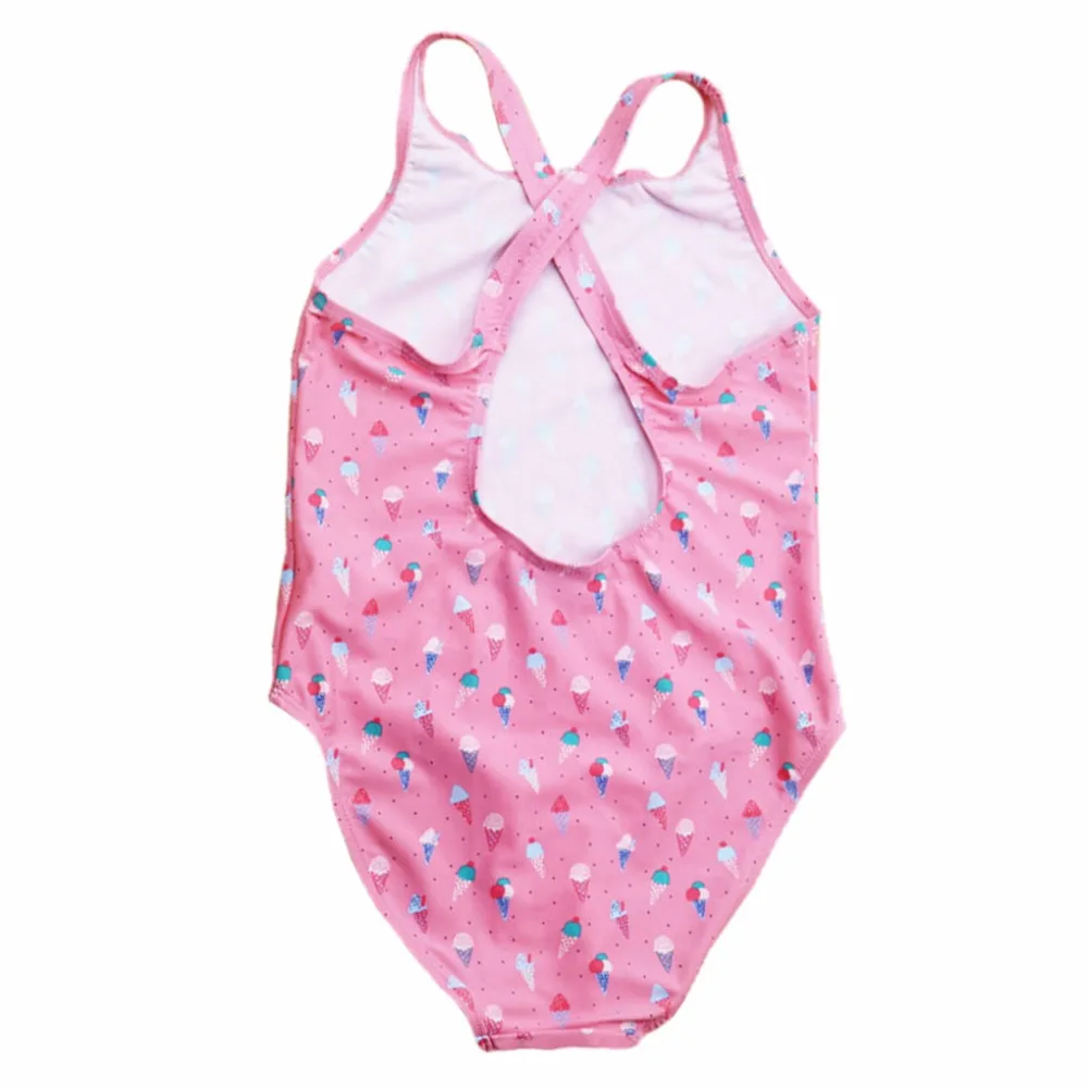 Купальный костюм для девочек 2-11 лет розовый купальник с изображением мороженого