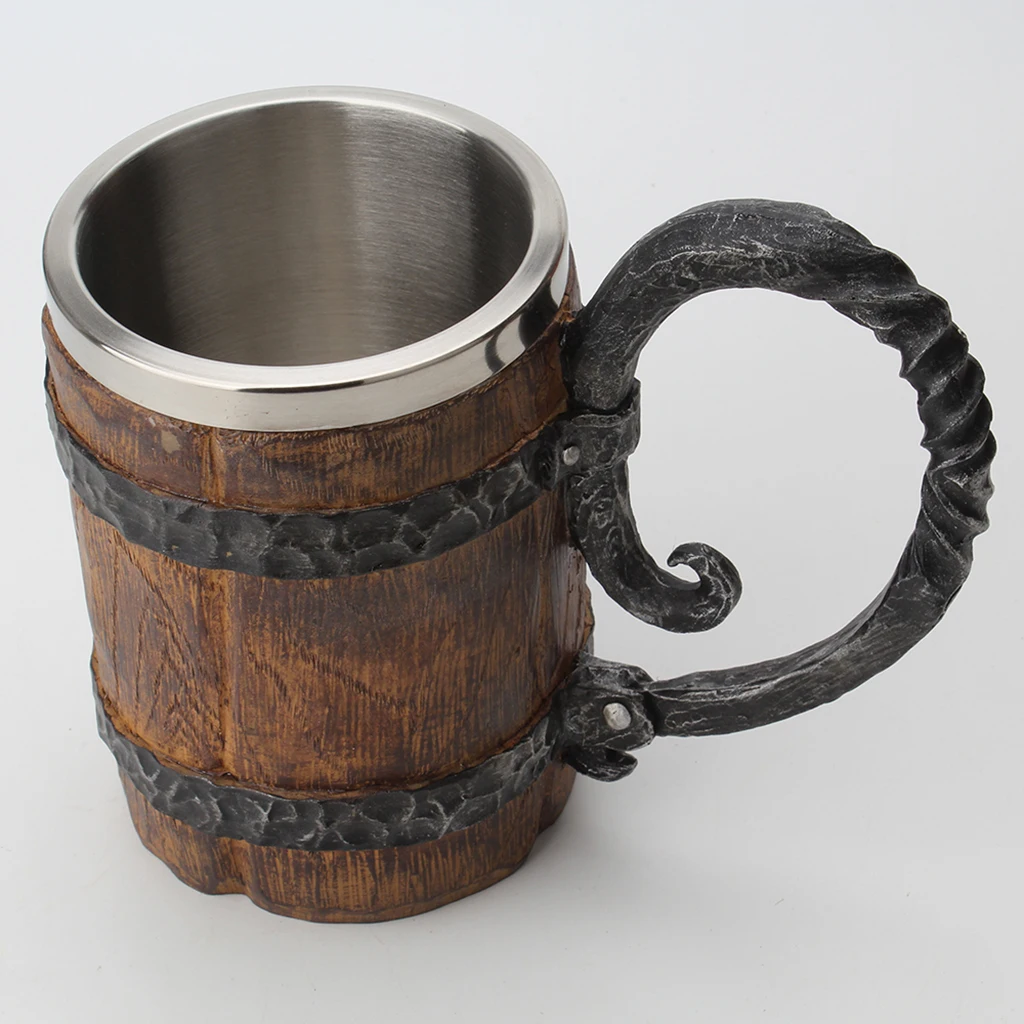 Винтаж творческий бар Viking смолы имитация дерева Стиль чашка бочонок пива Кофе