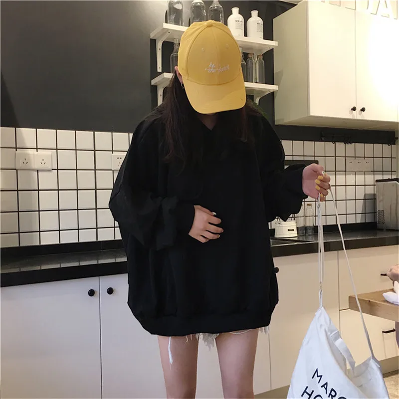 

Hoody women's hoodie sweatshirt long sleeve black female loose hooded New casual thick coat tracksuit clothes top tee clothing