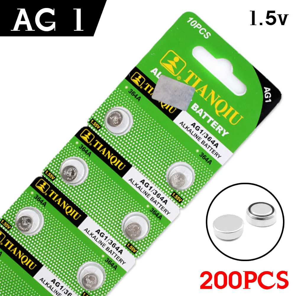200 шт. щелочные батарейки AG1 LR621 1 55 364 SR621 SR621SW SR60 SP364 TR621 AG 1|Часовые батарейки| |