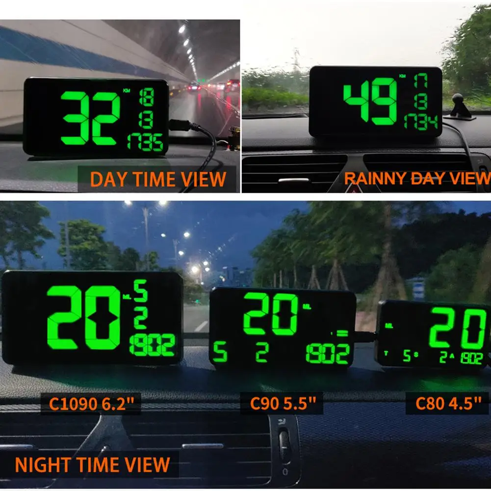 

AI CAR FUN New Cars/Trucks /Motorcycles LED Display Car Head Up Display Odometer Car GPS HUD Speedometer Car Speed Alarm