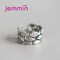 new 2021 arrivals bijoux 925 sterling silver fish rings for women christmas gifts adjustable open ring ladies boho jewelry