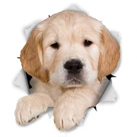 3d dog cute golden retriever puppy car sticker for wall refrigerator toilet and cover scratch custom12cm9cm