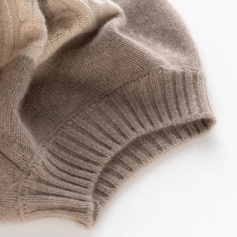 

100% pure cashmere sweater New autumn/winter padded patchwork sweater pullovers loose fashion contrast color base shirt