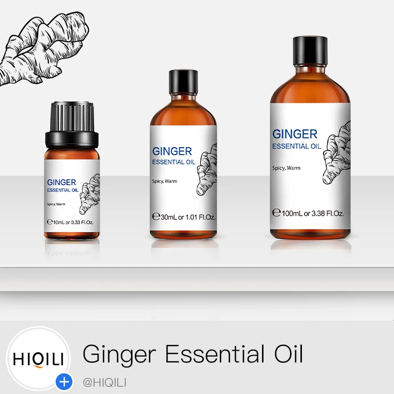 

Эфирное масло имбиря HIQILI, 100% натуральное диффузионное массажное масло для ароматерапии помогает устранить расстроение желудка, тошнота и р...