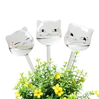 3pcsset cat shaped self automatic flower watering device plant waterer plant self watering tool clear glass aqua bulbs