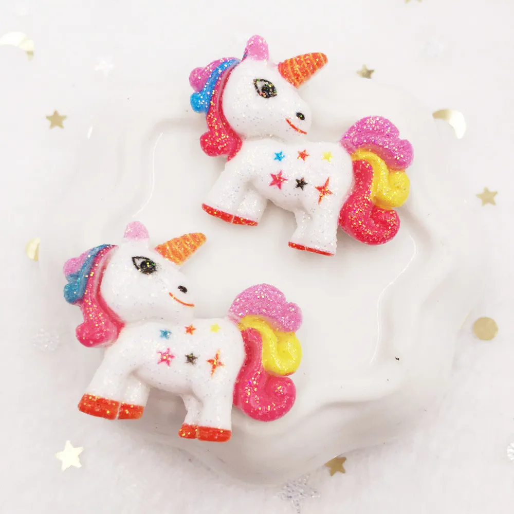 8 шт. полимерные блестки 3D милый красочный единорог с плоским основанием камни