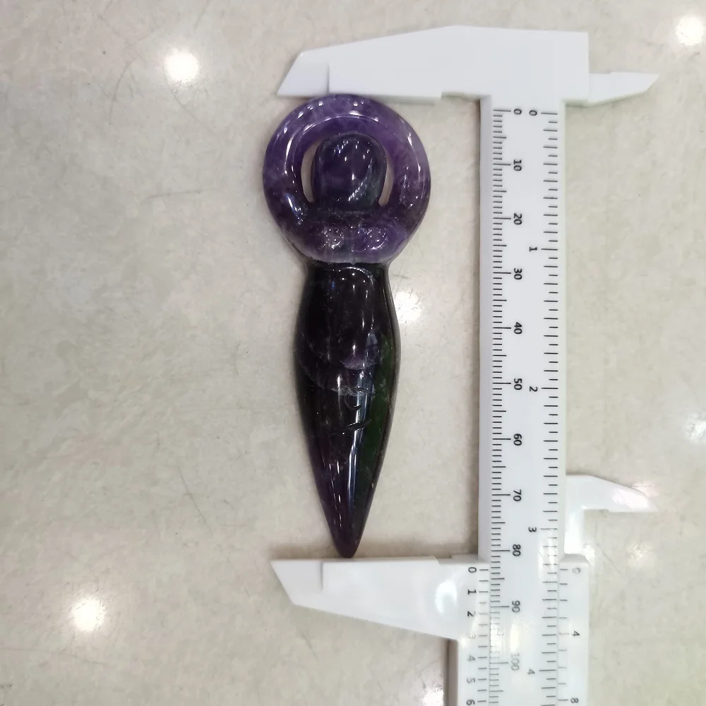 

Natural Amethyst Crystal Carved Skull, Hand-Carved Statue Of Liberty She Symbolizes Freedom, the goddess with aura