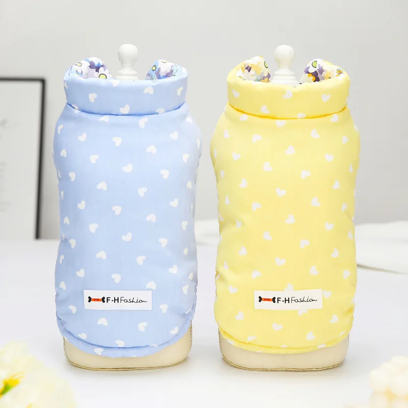 

Pet Clothes Winter New Cotton-padded Clothes,Down Cotton Warmth and Thick Jumpsuit Cat Teddy Small Dog Chrysanthemum Pattern