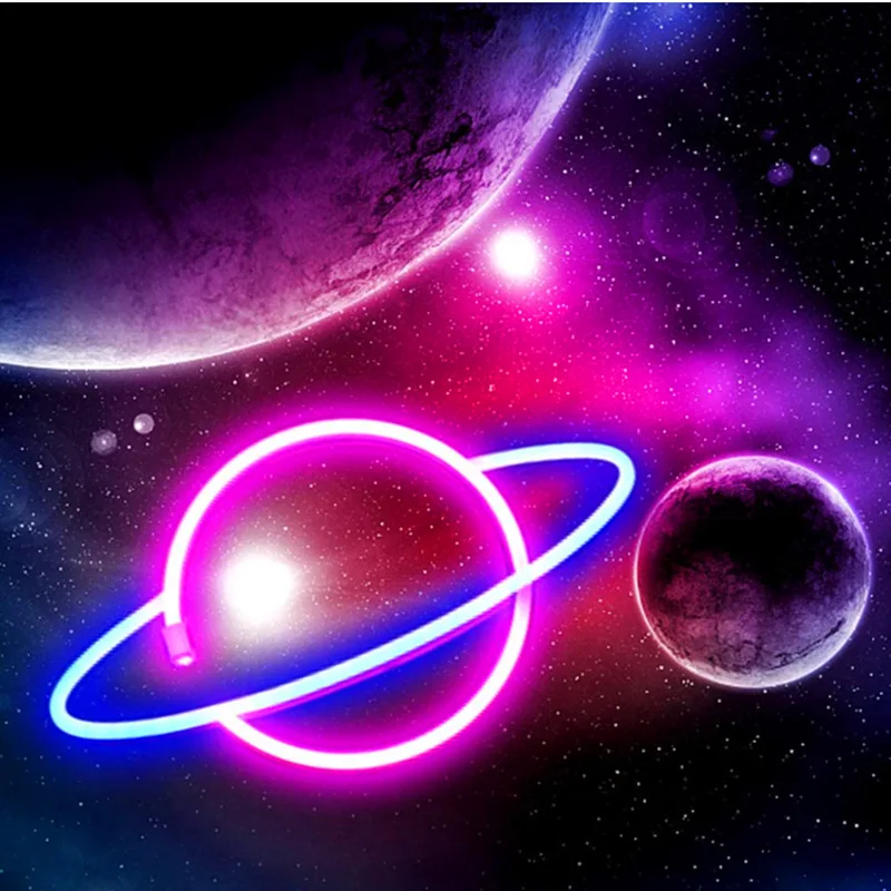 

European and American style KTV Hotel Planet neon decoration creative small night light pendant modeling decorative lights