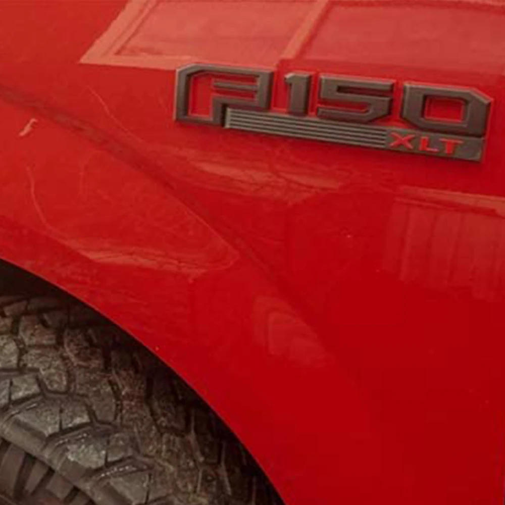 

2pcs For F150 XLT 3D logo Fender Emblems Drivers Side Rear Nameplate Sticker Replacement Fit For Ford 2015-2019 Black & Red line