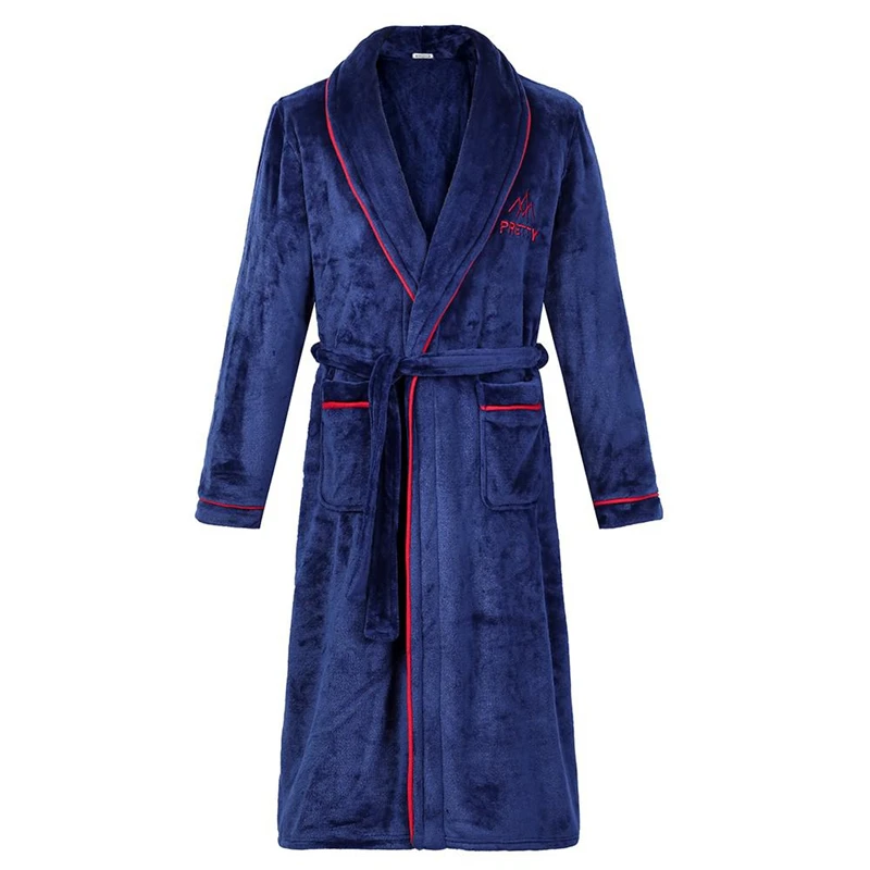 

Men Kimono Plus Size Bathrobe Gown Autumn Winter Thicken Nightgown Warm Flannel Robe Male Nightwear Intimate Lingerie Homewear