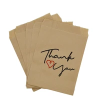 5 50pcs thank you kraft paper bag candy biscuit bags packing pouch pastry tool wrapping wedding party supplies 13x18cm