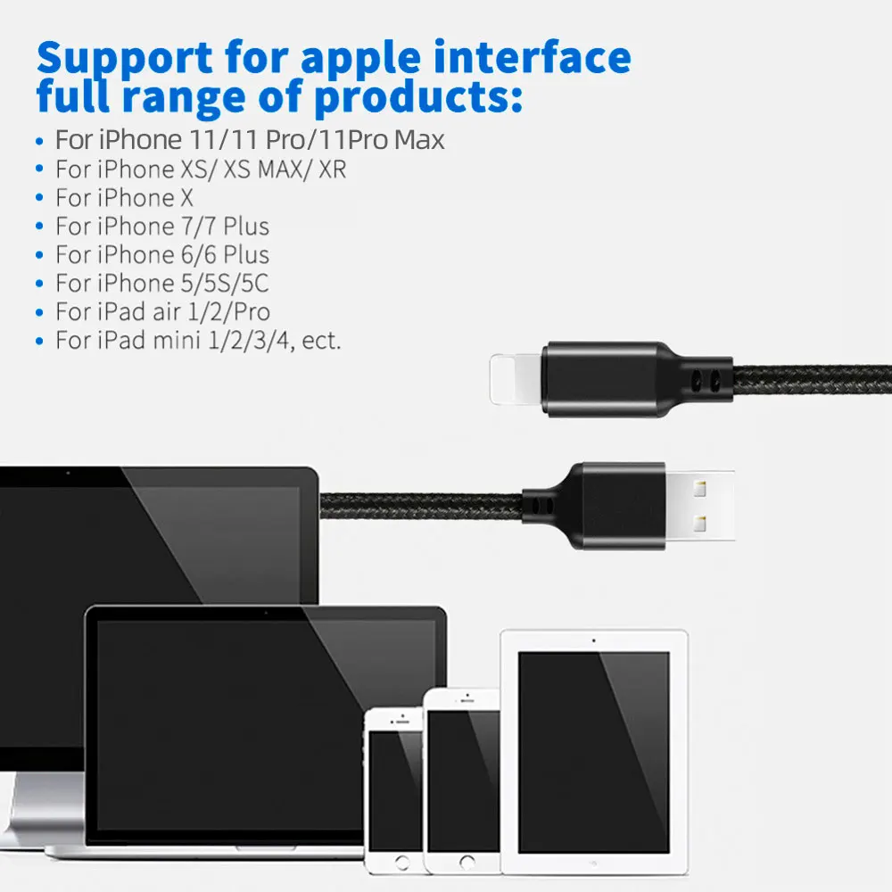 CHOETECH USB кабель для iPhone XS Max 5V 2.4A Реверсивный дата и Зарядка Кабели мобильных