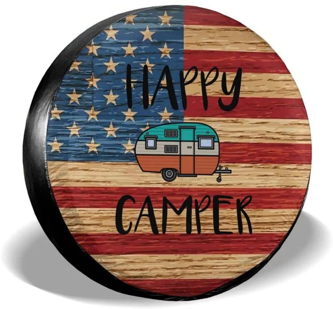 

Happy Camper Spare Tire Cover for Jeep Wrangler RV SUV Camper Travel Trailer Accessories