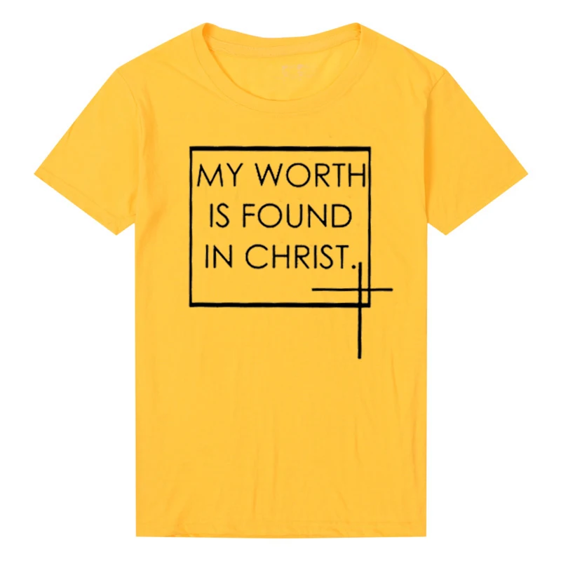 Футболка с надписью My Worth Is Found In христос женские модные топы христианской верой