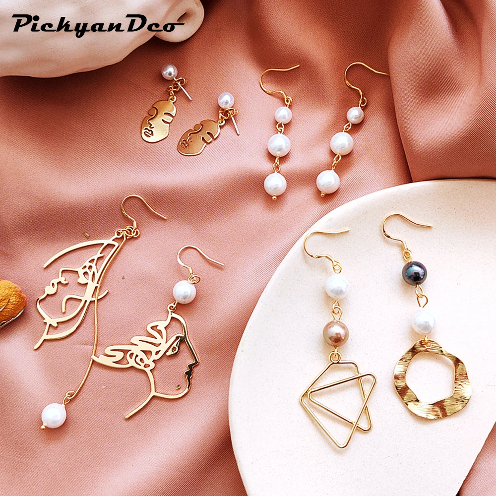 PickyanDco 925 корейские висячие серьги с человеческим лицом для женщин Ретро