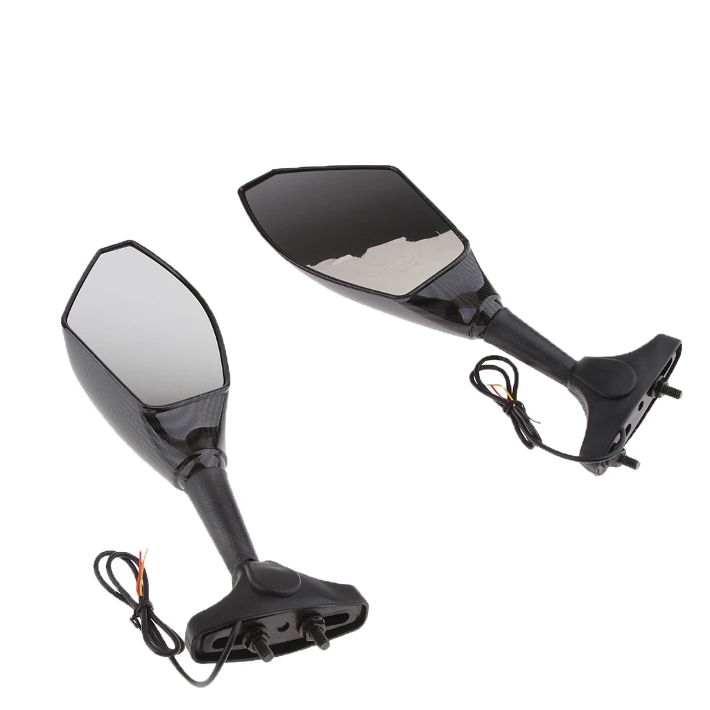 

2 pcs Alloy Round Rearview Mirrors with LED Turn Signal Lights for Motorbike Scooter
