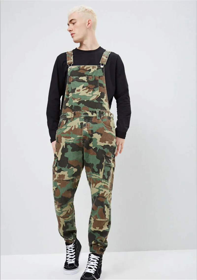 

2021 new camouflage overalls Slim-fit feet trousers men's overalls jeans
