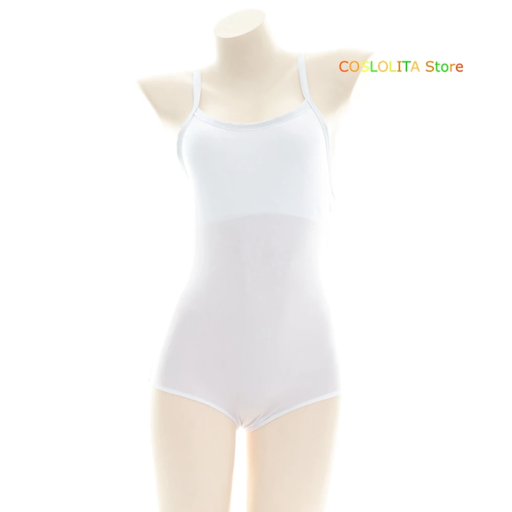 Белый сексуальный комплект для сна женщин Sukumizu Swimsuit Bodysuit Japanese Girls Student Sweet Slim Solid color Private Pajamas Cosplay on.
