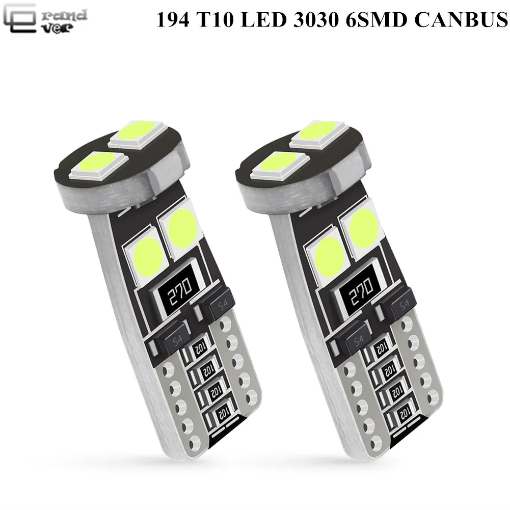 Светодиодные лампы высокой яркости T10 Led 194 2825 led 3030 6SMD W5W с canbus без ошибок
