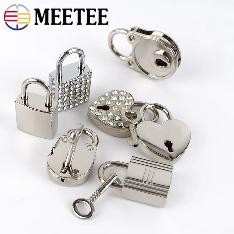 

2/5pcs Meetee Metal Square Clasp Heart Buckle Twist Turn Locks DIY Handbag Purse Notebook Hardware Lock +Key Decor Accessories