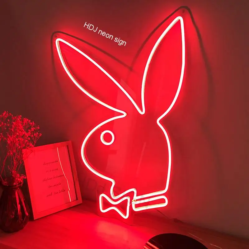 Неоновая светодиодная вывеска Playboy Bunny на заказ Декор стен для спальни бара
