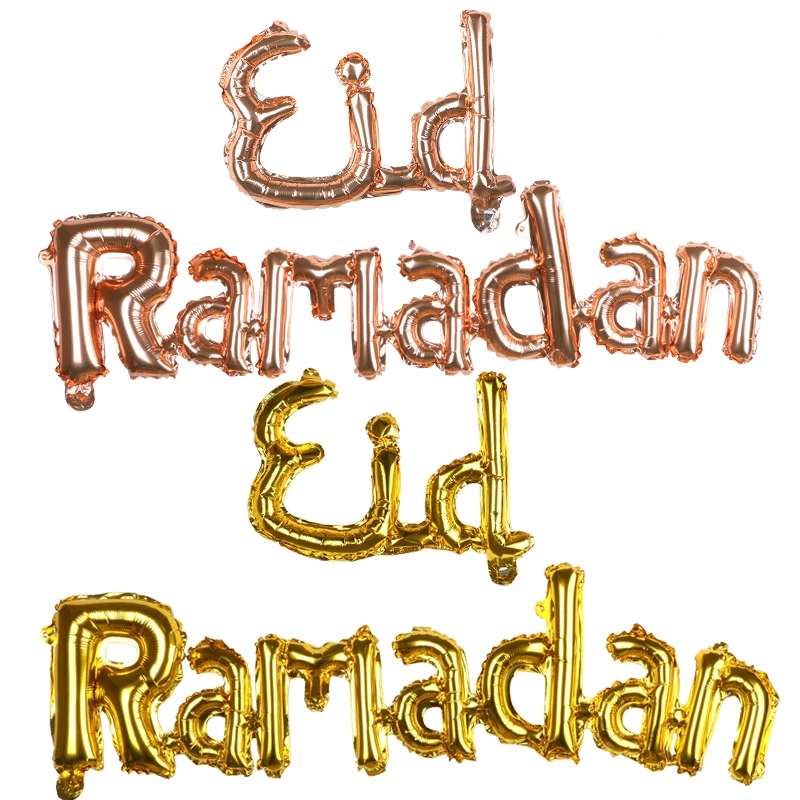 EID Mubarak Rose Gold Letter Balloon Foil Balloons for Muslim Islamic Party Decorations Eid al-firt Ramadan Supplies | Дом и сад