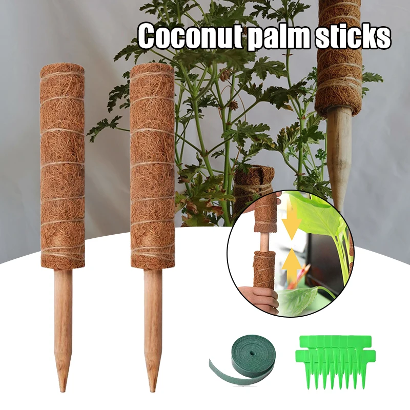 

40CM Plant Climbing Moss Rods Coir Totem Pole with 15 Plant Tag and 2 Meter Adjustable Straps for Monstera Plants GHS99