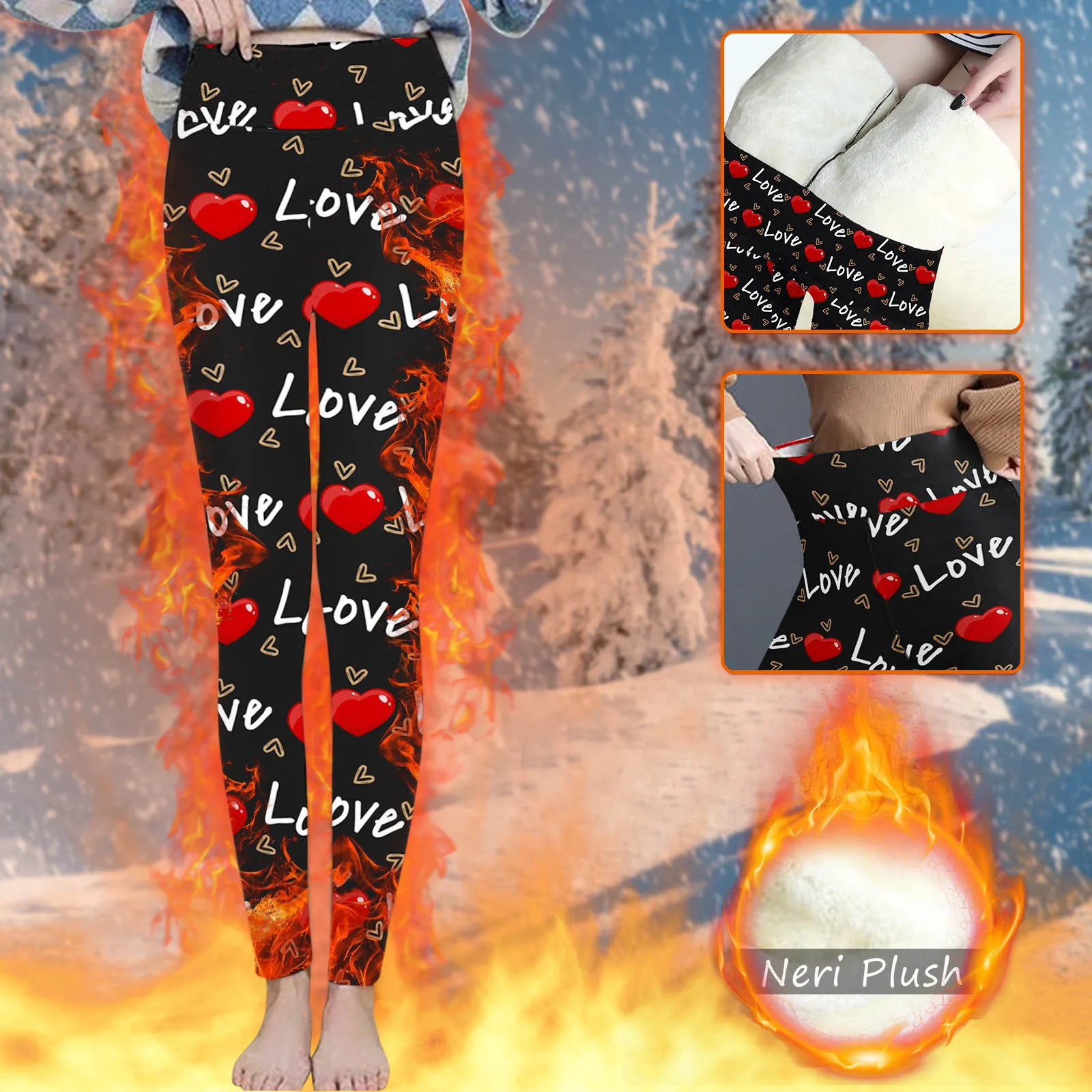 

Love Winter Leggings Knitting Velvet Casual Legging New High Elastic Thicken Warm Black Pants Skinny Pants For Women Leggings