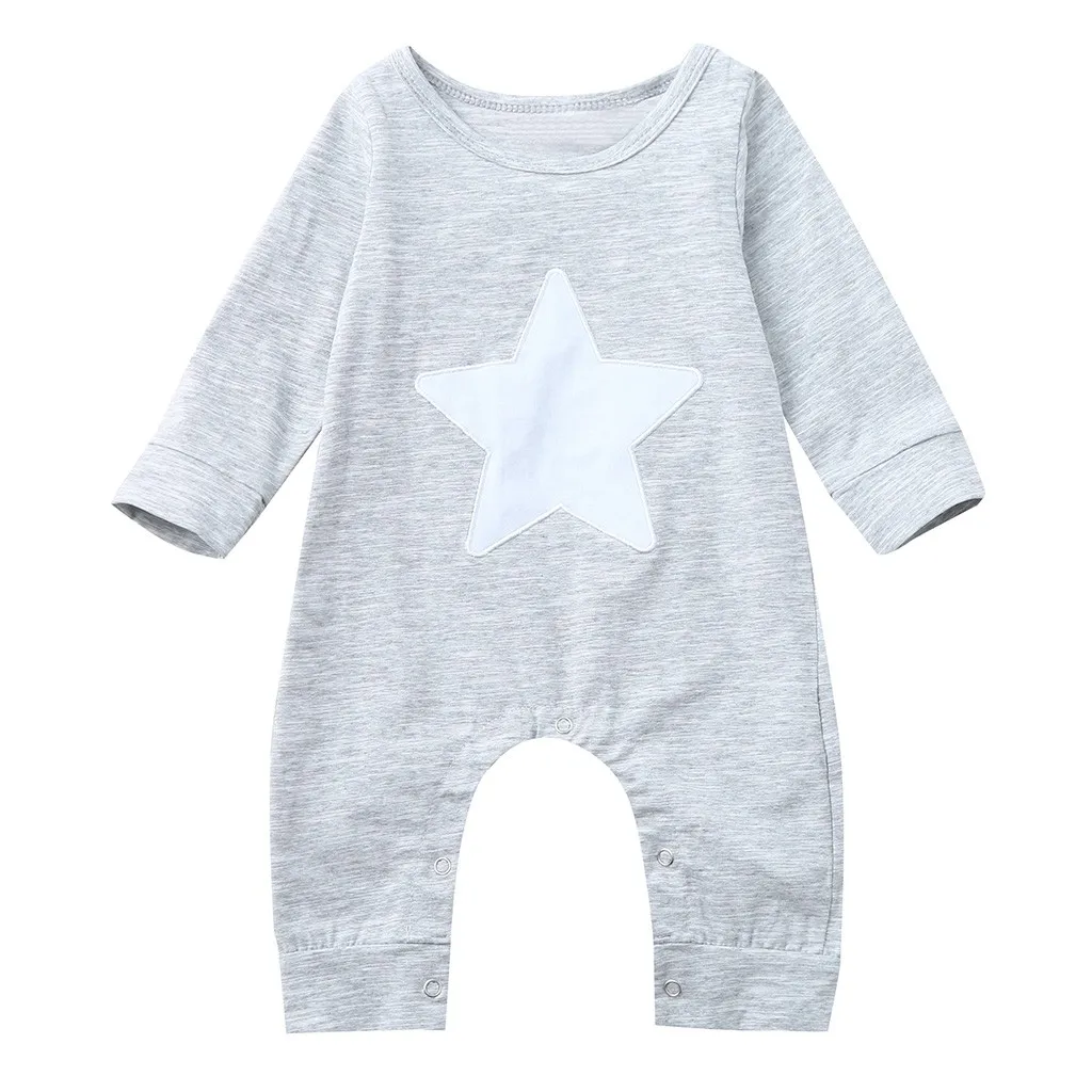 Хлопковый костюм для малышей комбинезон с длинными рукавами и принтом звезд